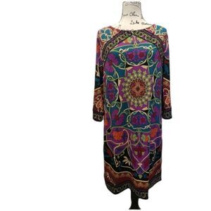 Long Sleeve Colorful Slip On Dress